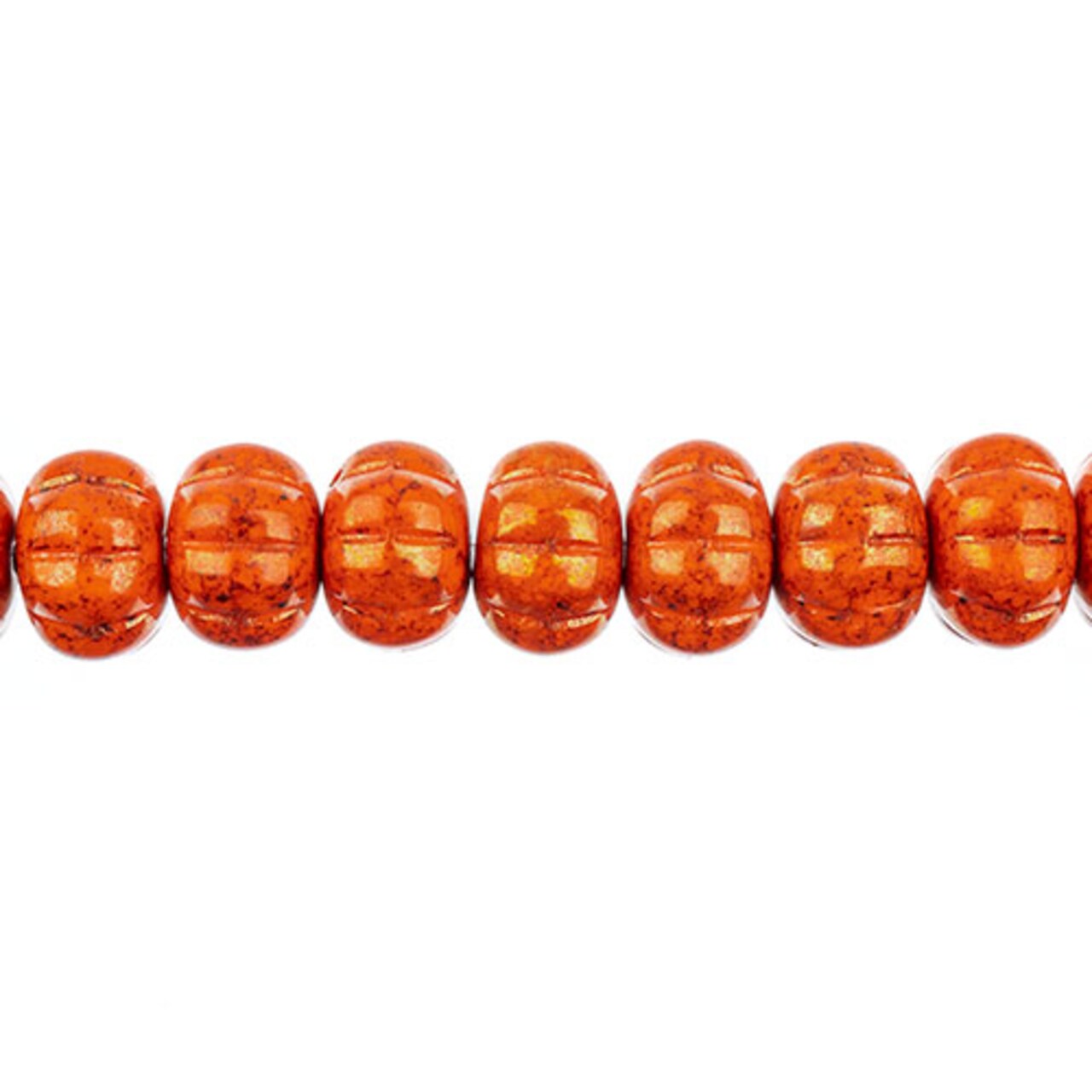 John Bead Czech Pressed Glass 8x11mm Pumpkin Bead Strand, 69pcs